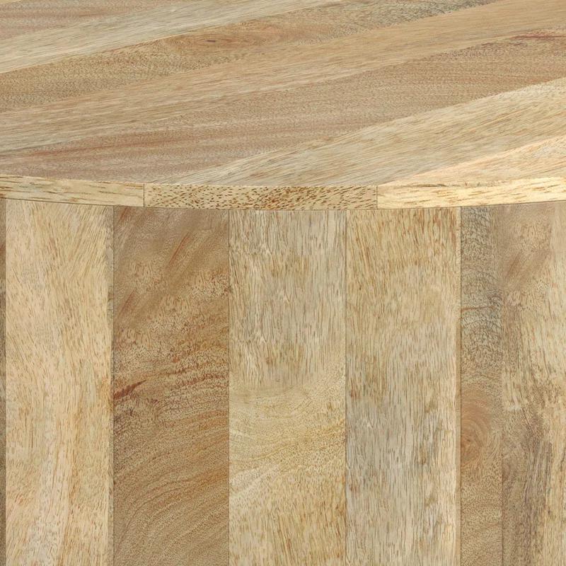 Simpli Home Millbury 36"W Solid Mango Wood Contemporary Round Drum Coffee Table, Fully Assembled