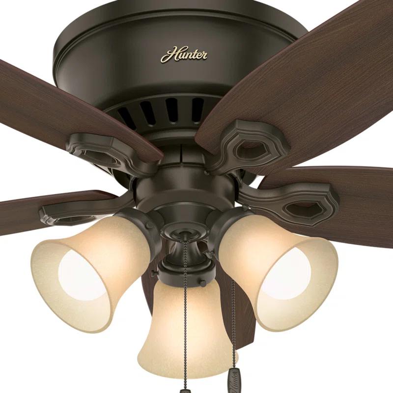 Hunter Fan 42" Builder Low Profile 5 - Blade Flush Mount Ceiling Fan with Pull Chain and Light Kit Included