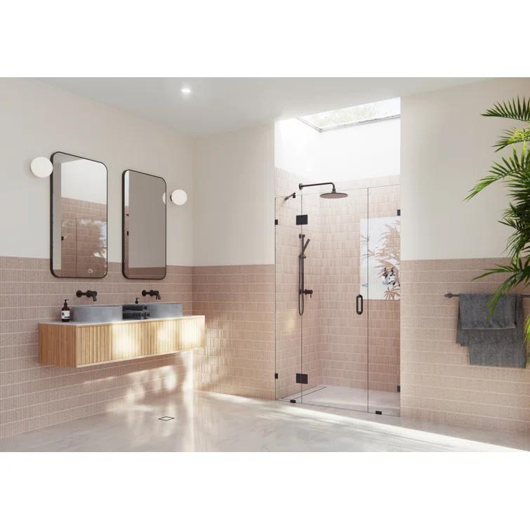 Glass Warehouse Stellar 53 in. W x 78 in. H Fully Frameless 3 Panel Inline Glass Hinged Shower Enclosure GHF-53-MB
