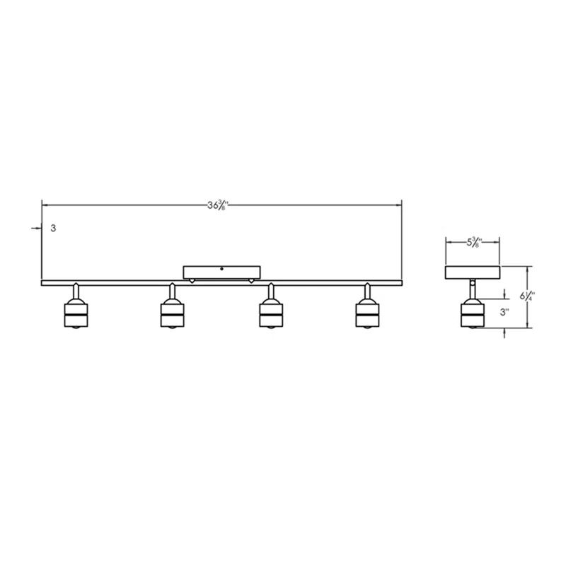 Core 36.38'' 4 -Light Rail Track Kit with Dimmable