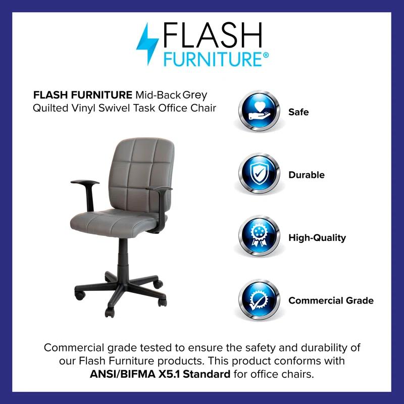 ColorLife Bonavant Mid-Back Quilted Vinyl Swivel Task Office Chair