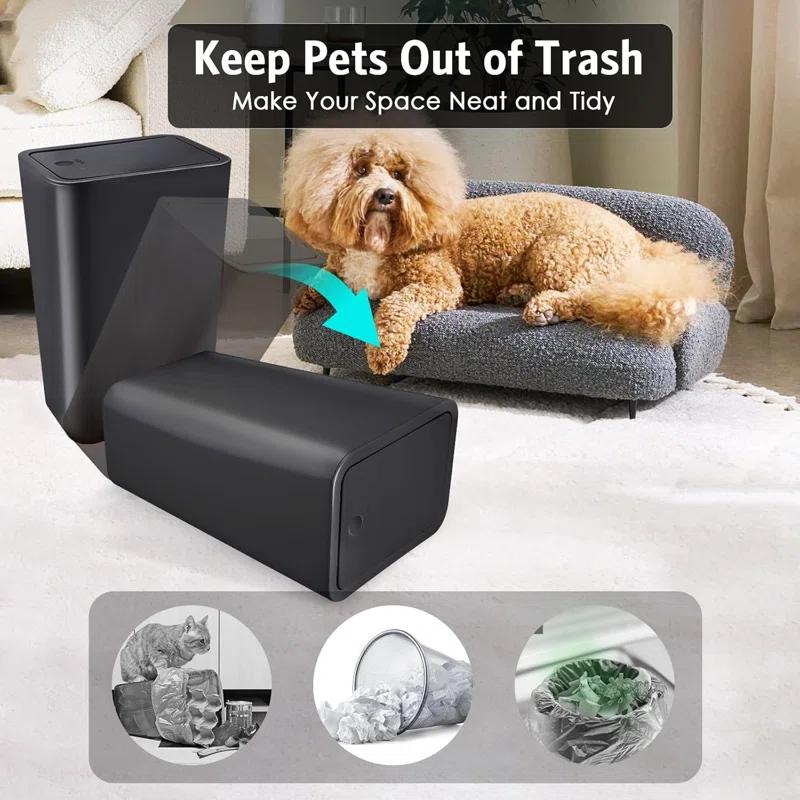 3 Pack 2.6 Gal Small Trash Cans Slim, dog proof. Plastic. For kitchen, bed, office. Fits under.