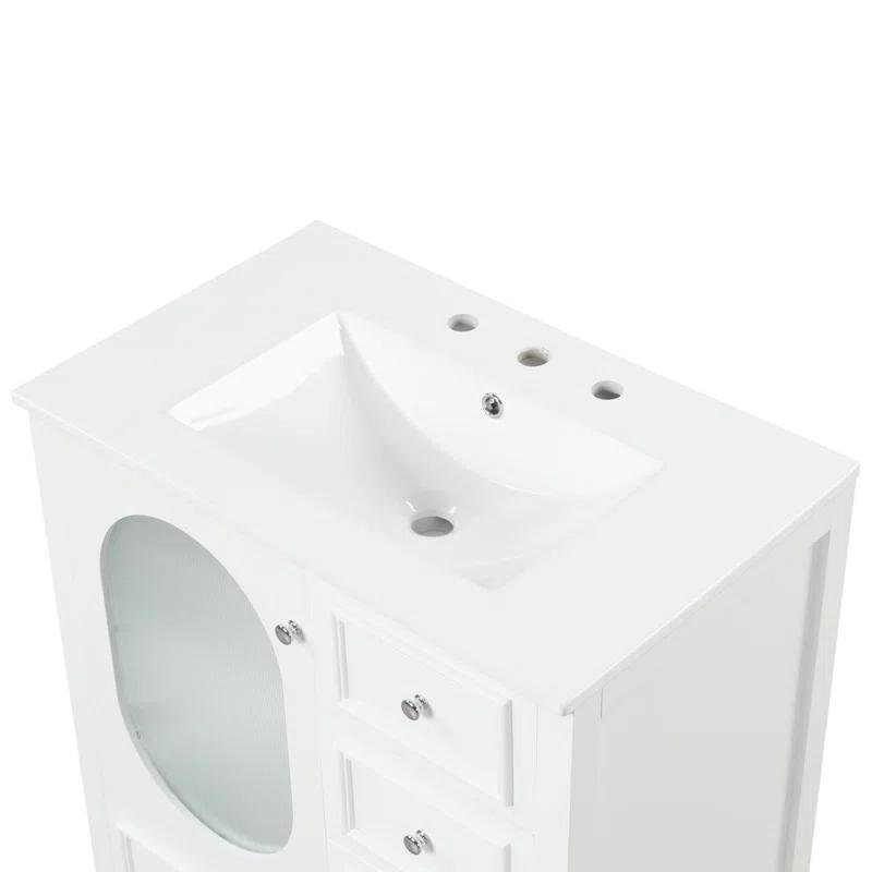 Tryimagine 30" Bathroom Vanity With Sink, Bathroom Vanity Cabinet With Three Drawers And Door, Solid Wood And MDF
