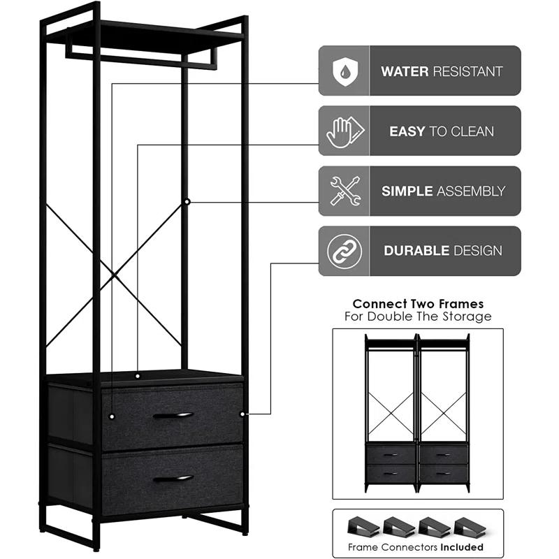 Sorbus Sorbus 2 Drawer Clothing Rack with Wood Top and Steel Frame
