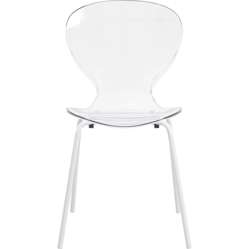 Ivy Bronx Edenfield Dining Chair with Curved Back and Waterfall Edge Seat White Powder-Coated Metal Legs