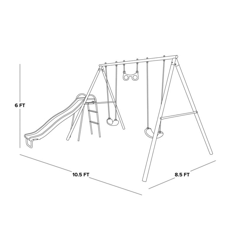 Sportspower Sportspower Sierra Vista Metal Swing Set with Lifetime Warranty on 5' Double Wall Slide