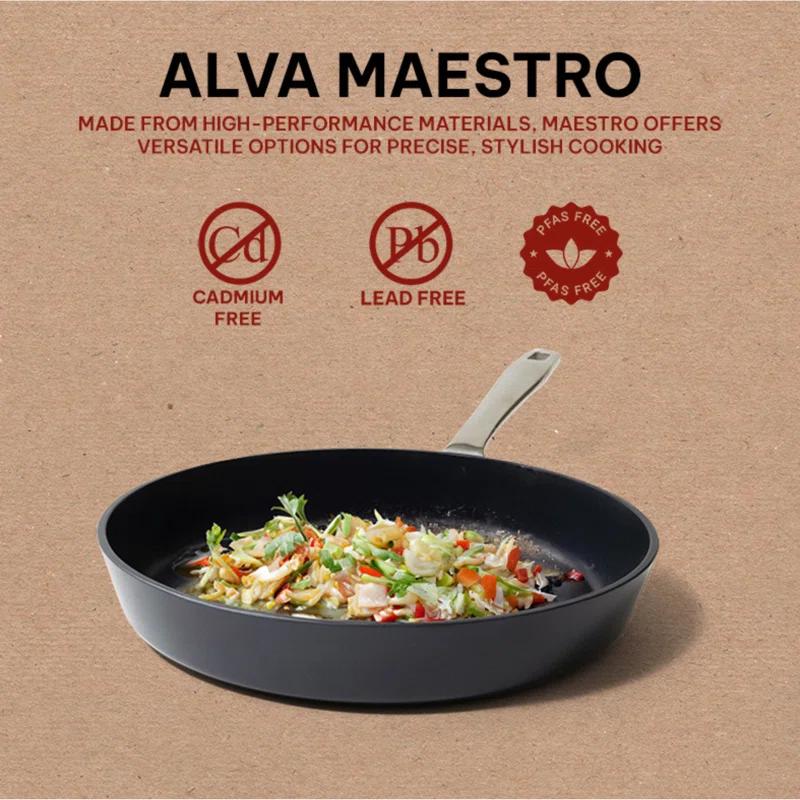 Alva Maestro Ceramic Nonstick Frying Pan Skillet Non Toxic Omelette Pan Kitchen Cookware PFAS, PFOA & PFTE Free, for Cooking Pan Set, Induction Safe, Add to Your Pots and Pans Set Cookware
