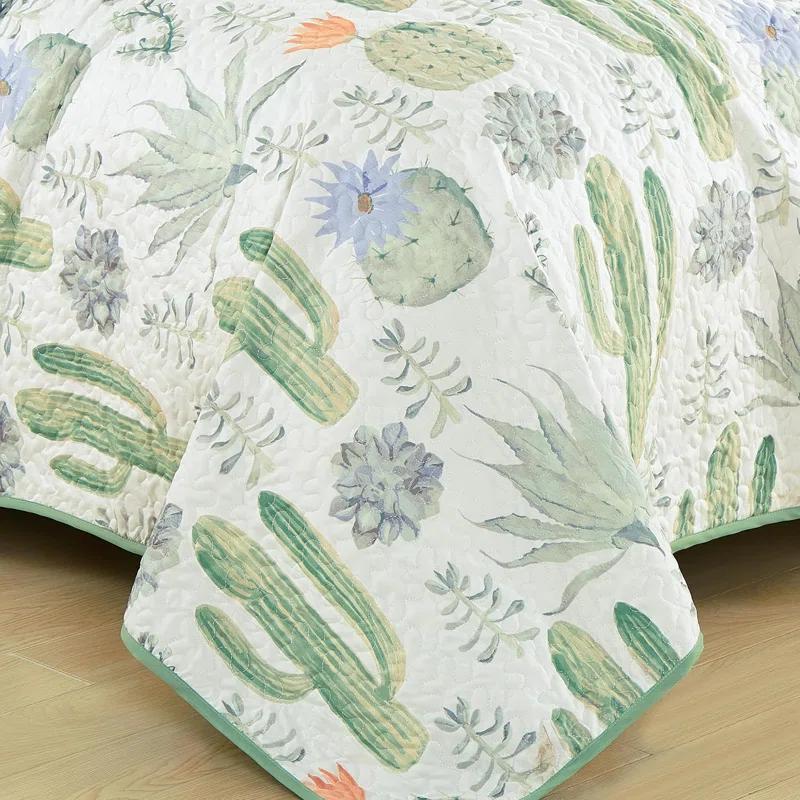 Chezmoi Collection Gregory Serene Desert Cactus Succulent Plants Microfiber Quilt Set