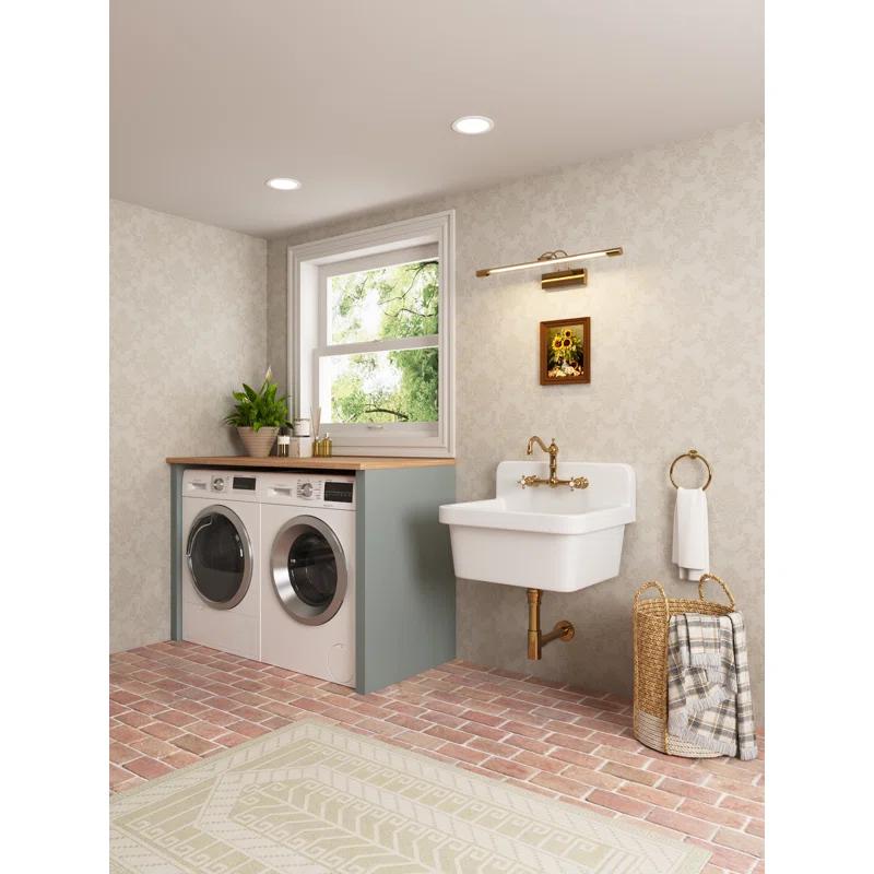 DeerValley 24"×19.7" Vitreous China Wall Mount Utility Sink Farm Style High Back Laundry Sink
