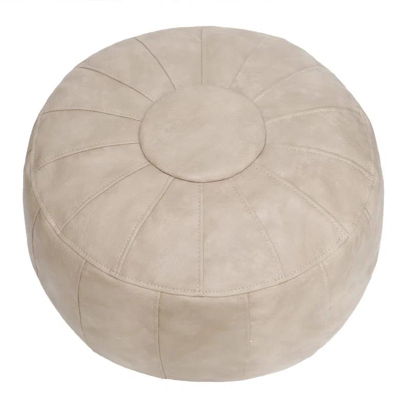 Unstuffed Handmade Moroccan Round Pouf Foot Stool Ottoman Seat Faux Leather Large Storage Bean Bag Floor Chair Foot Rest For Living Room, Bedroom Or Wedding Gifts
