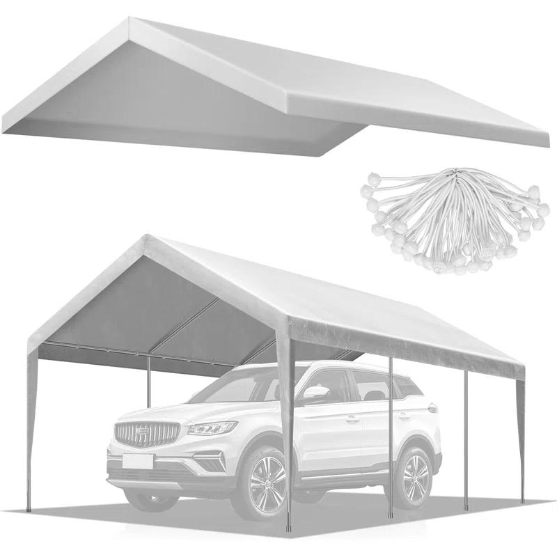 VIVOHOME 20 Ft. W x 12 Ft. D Carport Replacement Canopy Cover