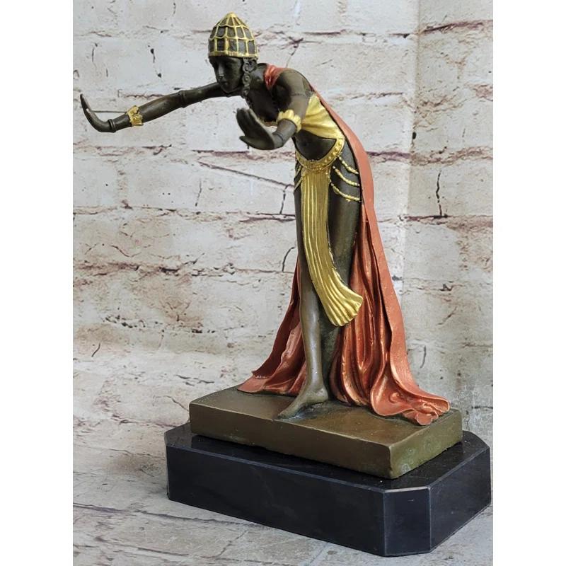 Bungalow Rose Wernick Egyptian Princess By French Artist J.R Colinet Genuine Bronze Sculpture Figurine