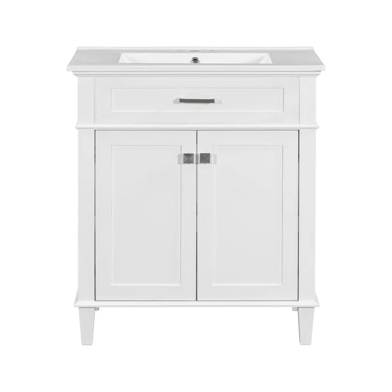 Tryimagine 30-Inch Bathroom Vanity With Ceramic Basin,  Soft Close Door And Adjustable Shelves
