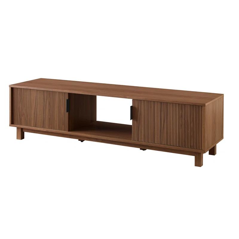 Mocha Engineered Wood 2-Door TV Stand with Storage