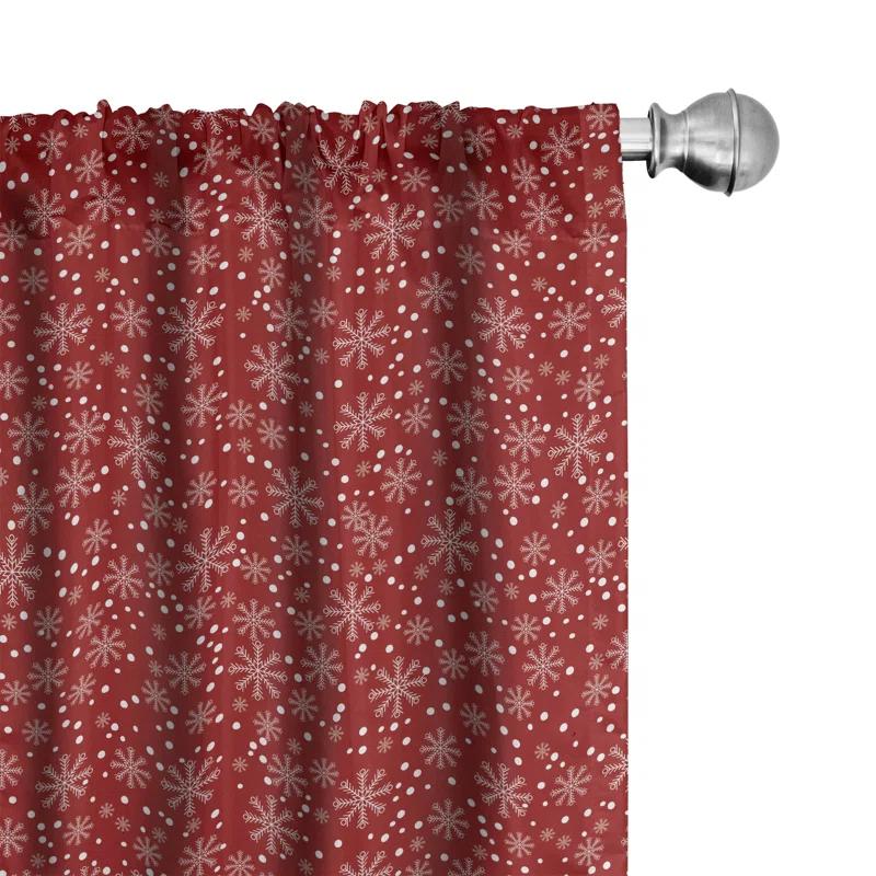 Winter Season Holiday Themed Vibrant Background Snowflakes with Polka Dot, Window Treatments Semi-Sheer Rod Pocket Sliding Panel (Set of 2)