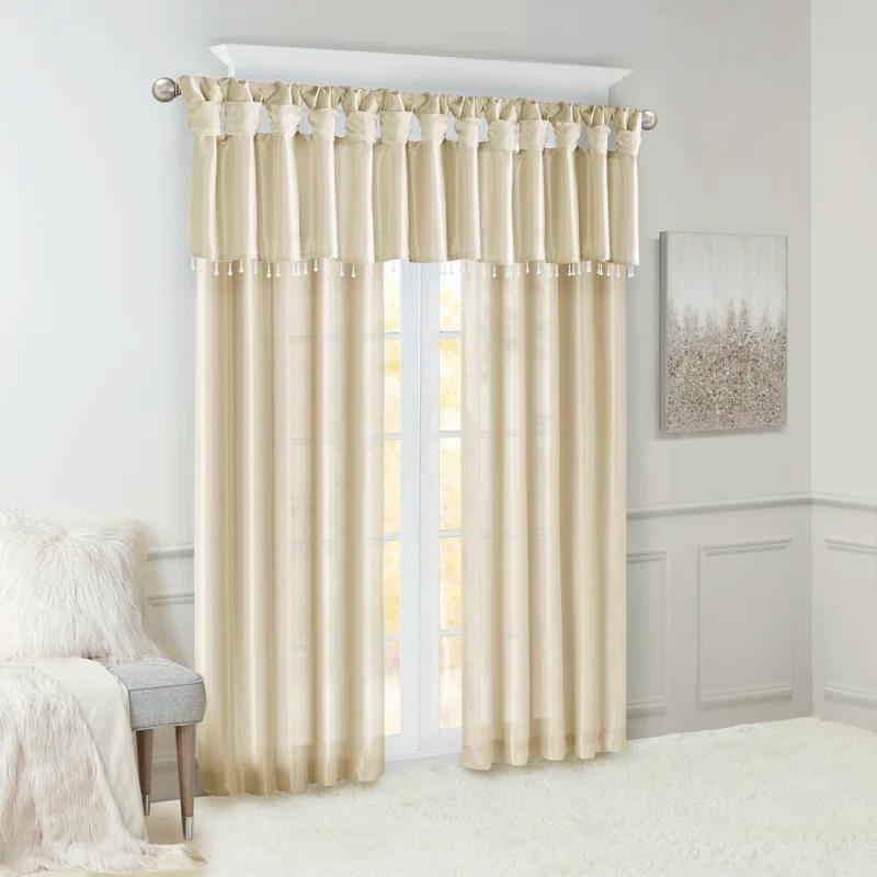 Madison Park Emilia Lightweight Faux Silk Single Valance with Beads