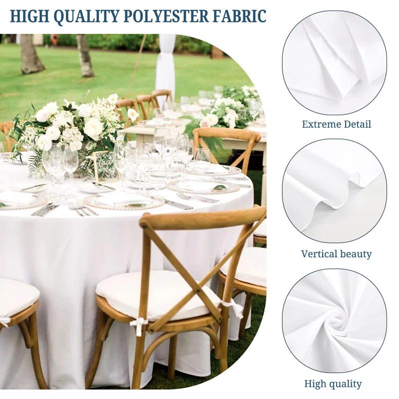 Hokku Designs 10 Packs Premium Round Tablecloth 90 Inch White Polyester Table Cloth Bulk Washable Polyester Fabric Tablecloths Table Cover For Wedding Party Banquet Buffet Table Holiday Dinner (White, 90 Inch)