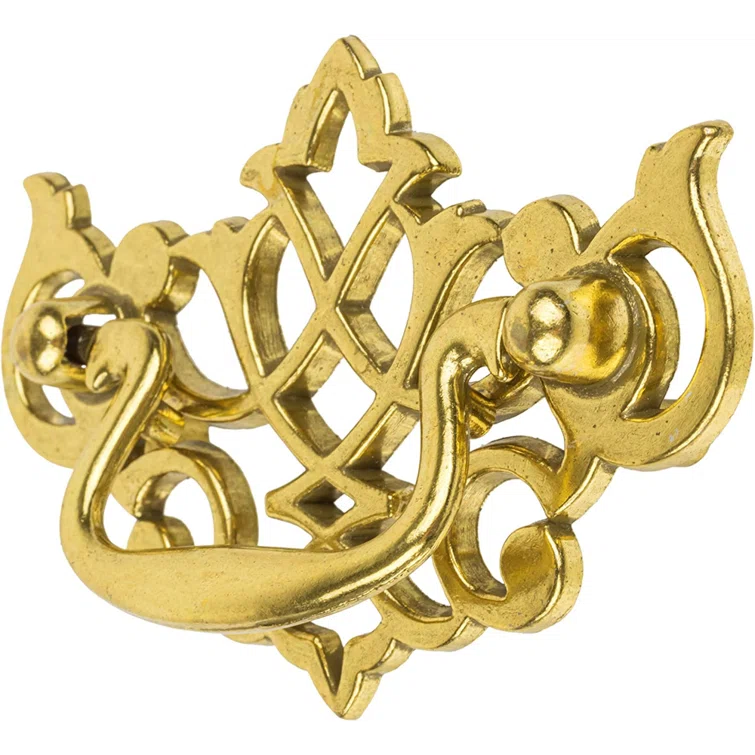 UNIQANTIQ HARDWARE SUPPLY Queen Anne Chippendale Satin Brass Drawer Bail Pull ( Centers: 2-1/2" )