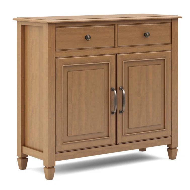 Simpli Home Connaught 40"W Solid Wood 2-Shelf Entryway Storage Cabinet with 2 Storage Drawers