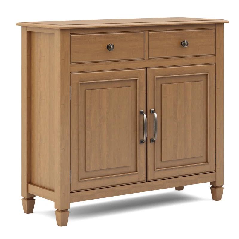 Simpli Home Connaught 40"W Solid Wood 2-Shelf Entryway Storage Cabinet with 2 Storage Drawers