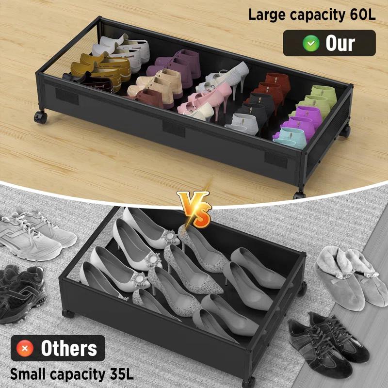 Rebrilliant 2Pack Lengthen Underbed Storage Containers with Wheels