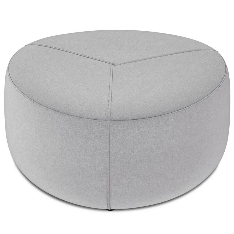 Simpli Home Moore 32"W Large Round Ottoman with Upholstered Seat and Solid Wood Frame, Assembled