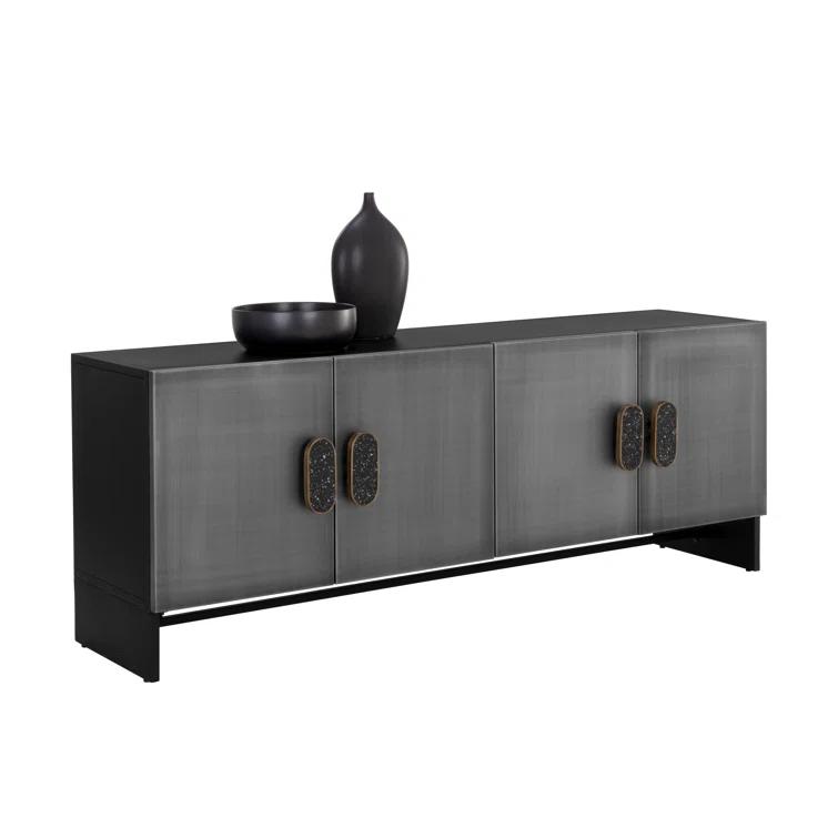 Viserys 72" Black and Silver Terrazzo Marble Sideboard