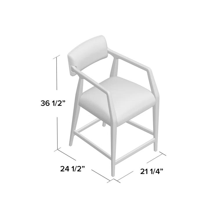 Black Leather and Wood Contemporary Bar Stool