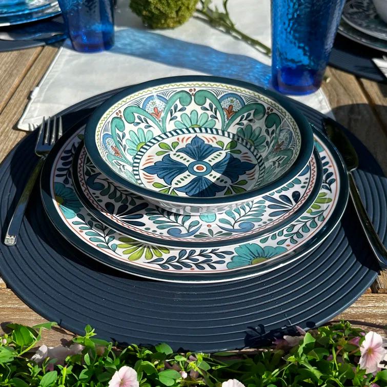 Certified International Talavera Heavy Weight 12 Piece Melamine Dinnerware Set, Service for 4