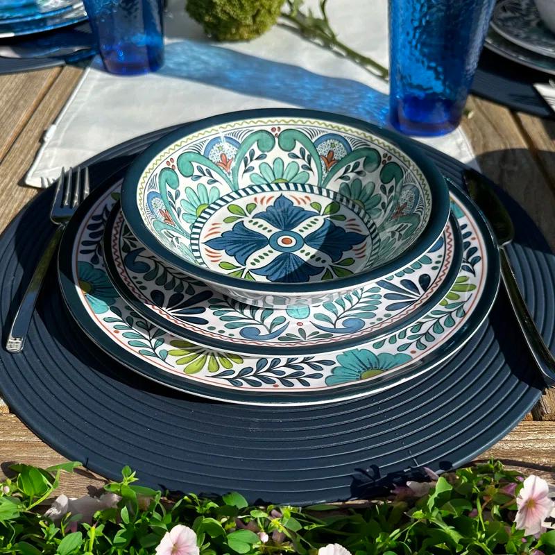 Certified International Talavera Heavy Weight 12 Piece Melamine Dinnerware Set, Service for 4