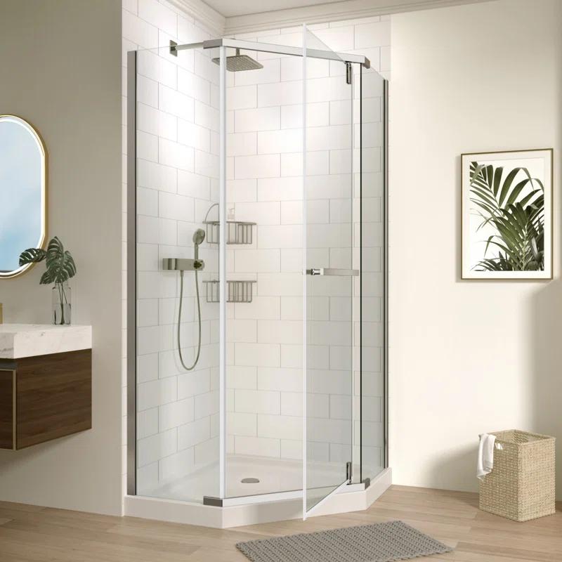 34.75"W x 72"H Swivel Shower Door with 1/4’ Tempered Glass, Frameless Shower Enclosure