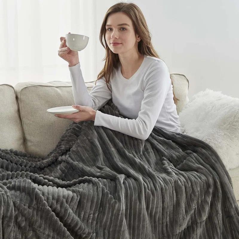 Nestl Nestl Cut Plush Cozy Throw Blanket - Fuzzy Warm Fleece Bed Blankets - Throws for Sofa, Bed, and Couch