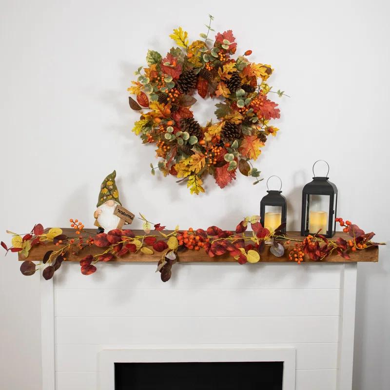 Northlight Seasonal 5' x 8" Berries and Maple Leaves Artificial Fall Harvest Garland Unlit