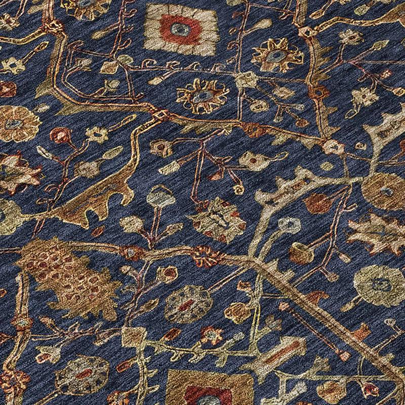 Machine Washable Indoor/Outdoor Chantille ACN1130 Navy Rug