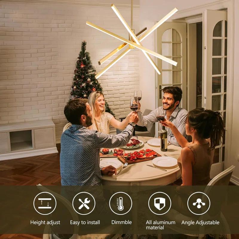 Wade Logan® Athiran Aluminum Dimmable LED Modern Linear Chandelier