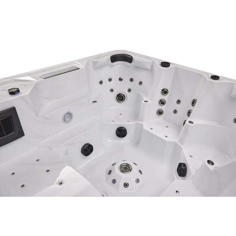Luxury Spas Luxury Spas 240 Volt 5 Person Galley - Person 69 - Jet Acrylic Square Hot Tub With Ozonator In Cloud Gray