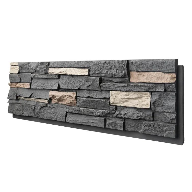 HOMEIBRO Faux Stone Wall Covering Panels for Interior and Exterior Decor Panels in Roman Brown Stone (6 pack)