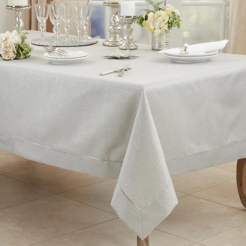 Saro Bourget Collection Shimmering Tablecloth with Piping Detail