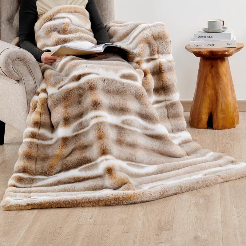 Home Soft Things Tip Dying Faux Fur Throw Blanket