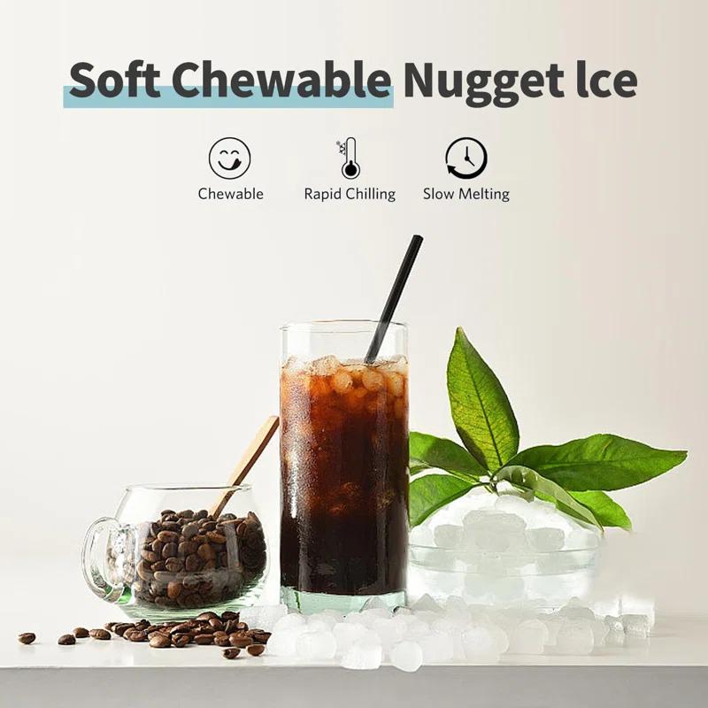IKT Ikt Countertop Nugget Ice Maker With Side Water Tank Self-cleaning Led Light Ice Scoop 44 Lbs Daily Capacity Green