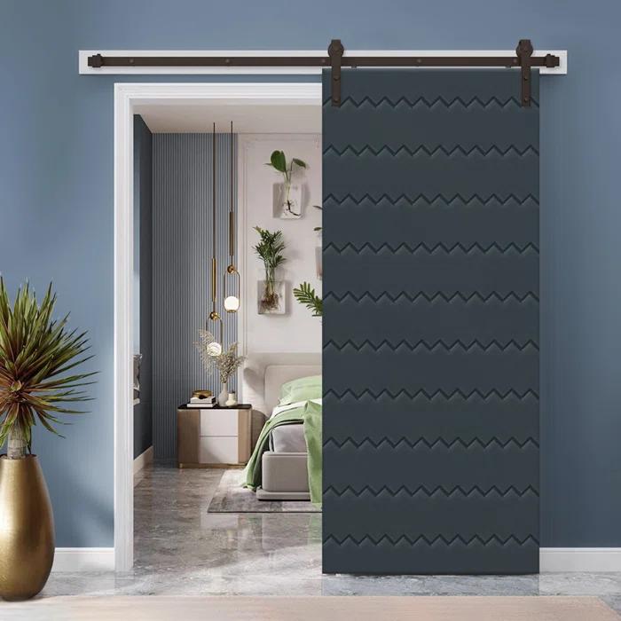 Calhome Hollow Paneled Painted with Installation Hardware Kit Barn Door