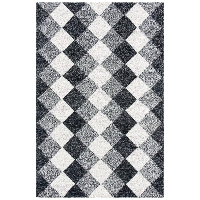 George Oliver Kilim Flat Weave Wool/Cotton Geometric Rug in Black