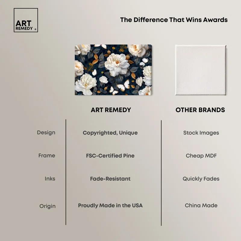 Art Remedy Navy Elegance Floral Realistic Wall Art by Art Remedy