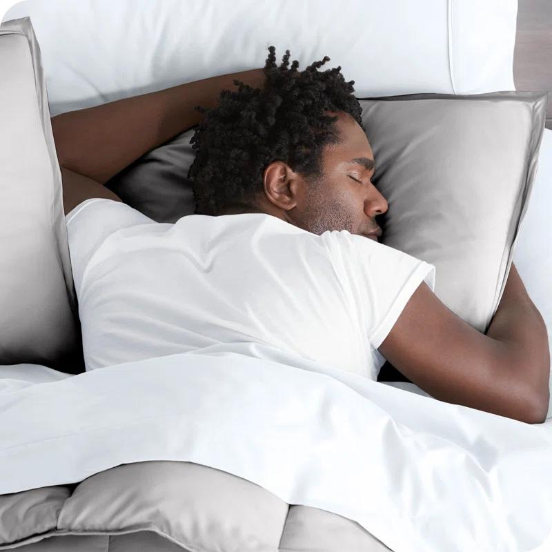 King/Cal King Light Grey Double Brushed Duvet Cover Set by Bare Home