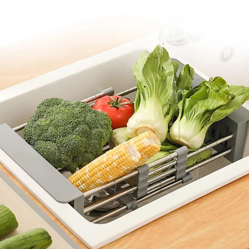 Cheer Collection Adjustable Stainless Steel Over The Sink Dish Rack