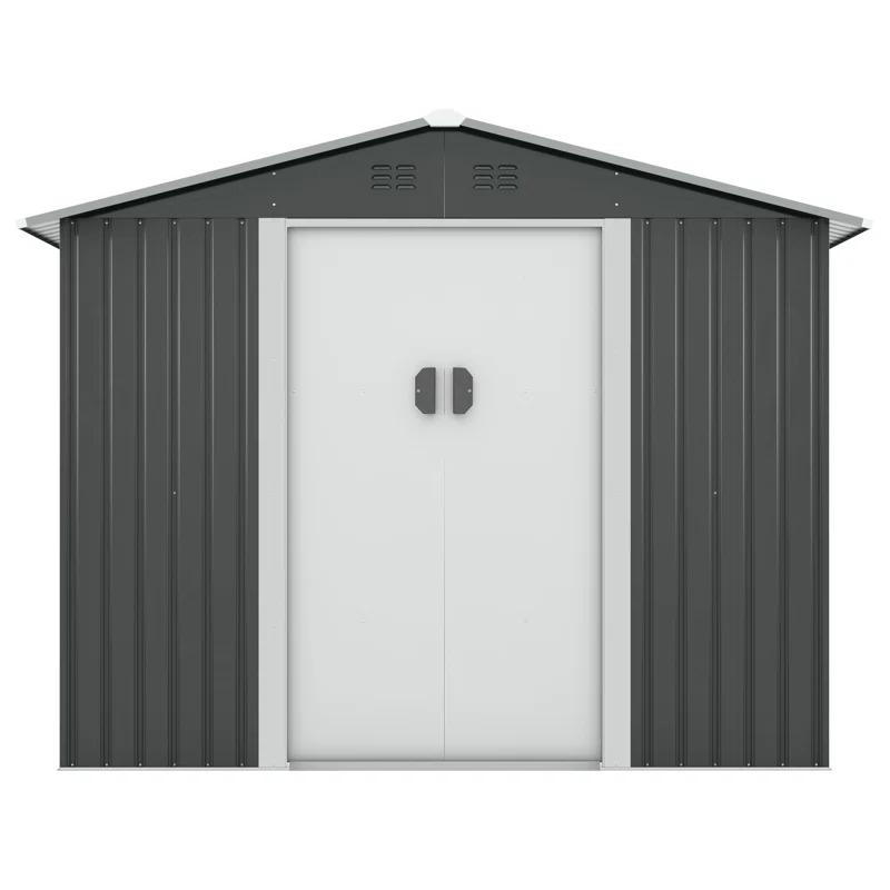 8 ft. W x 8 ft. D Metal Storage Tool Shed Outdoor Storage Shed With Sliding Doors and Vents