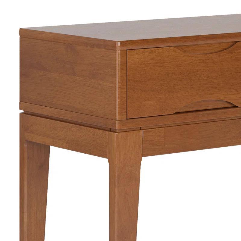 Simpli Home Harper 54"W Solid Hardwood Mid-Century Modern Storage Console Table with Drawers and Tapered Legs