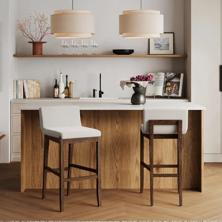 Nathan James Siping Upholstered Wooden Stool