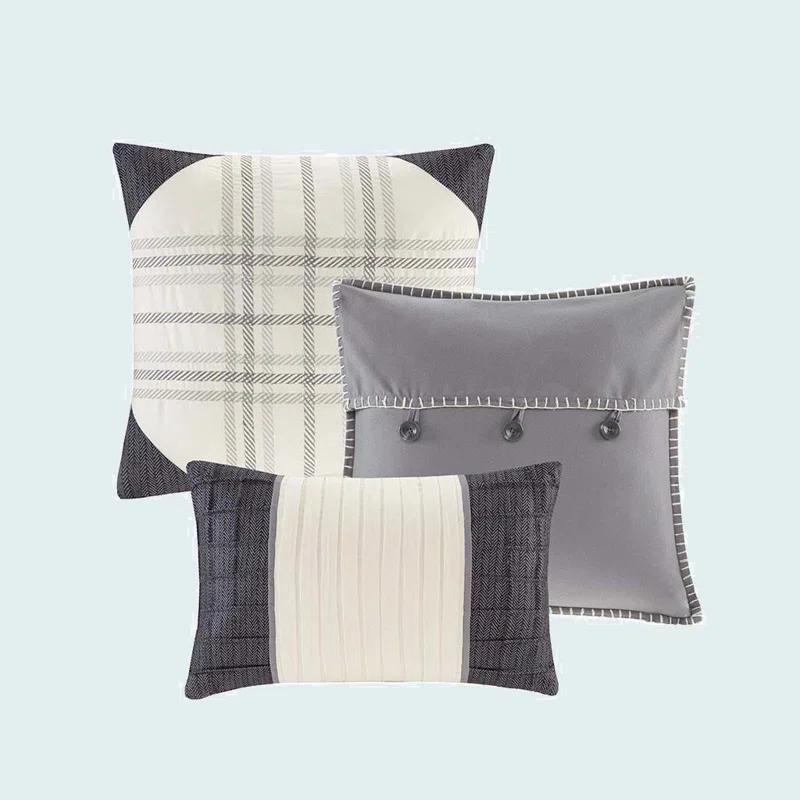 Madison Park Ridge 6 Piece Printed Herringbone Quilt Set with Throw Pillows