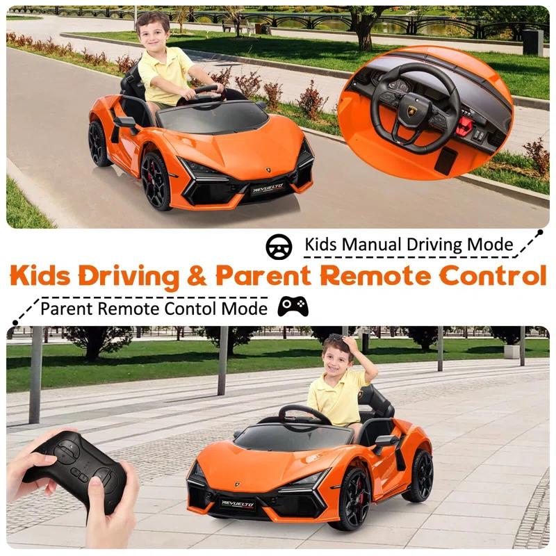 Hetoy 12V Kids Ride On Car, Licensed Lamborghini Revuelto Electric Car For Kids